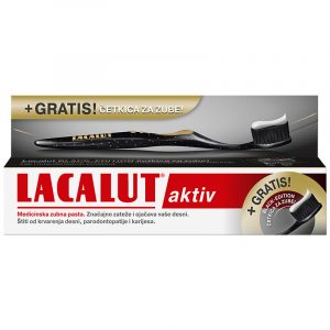 Lacalut aktiv black edition, četkica za zube i pasta, 75ml