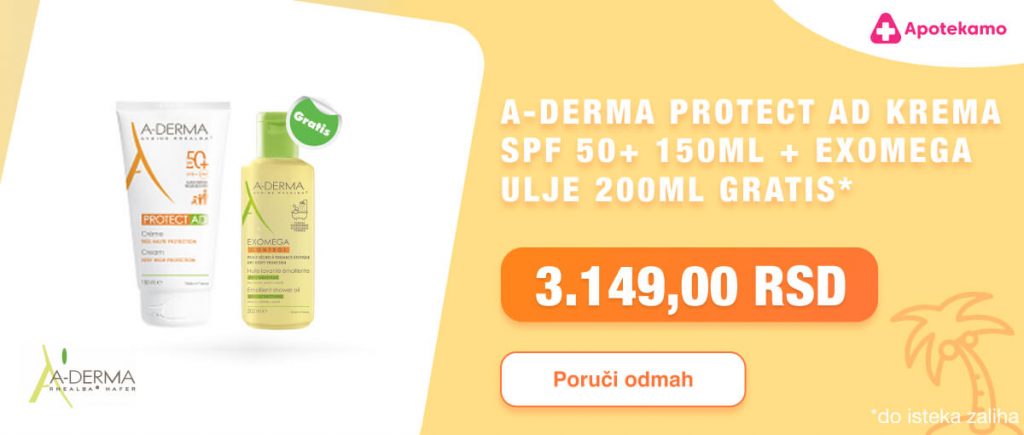 A-Derma protect AD krema, spf 50, 150ml i Exomega ulje, 200ml