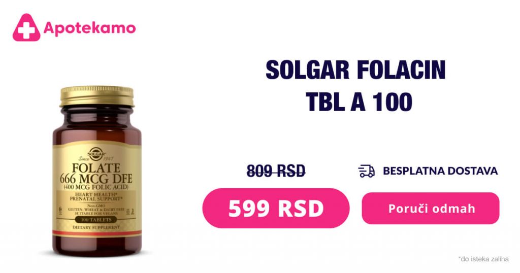 Solgar Folacin, 100 tableta