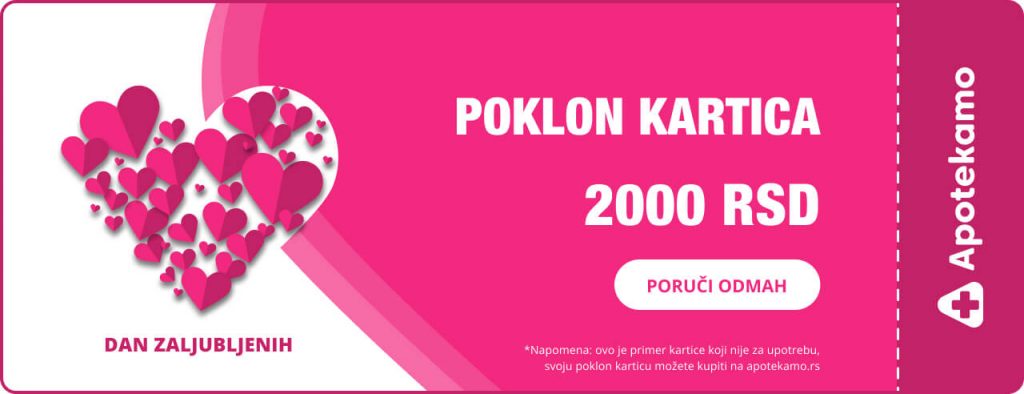 Poklon kartica u iznosu od 2000 dinara za kupovinu na apotekamo.rs.