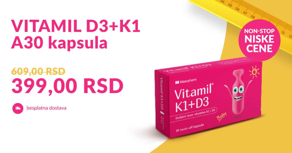 Vitamil D3 + K1, 30 kapsula